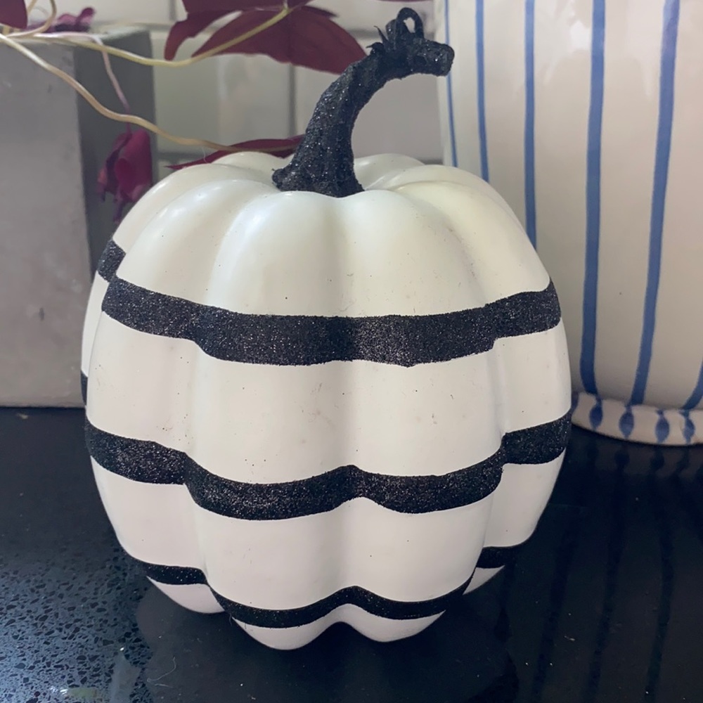 Modern, striped pumpkin.